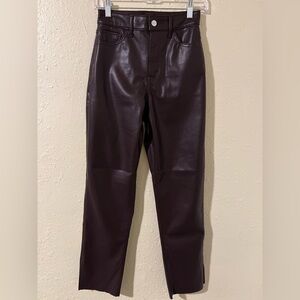 Express Chocolate Super High Waisted Faux Leather Modern Straight Pant